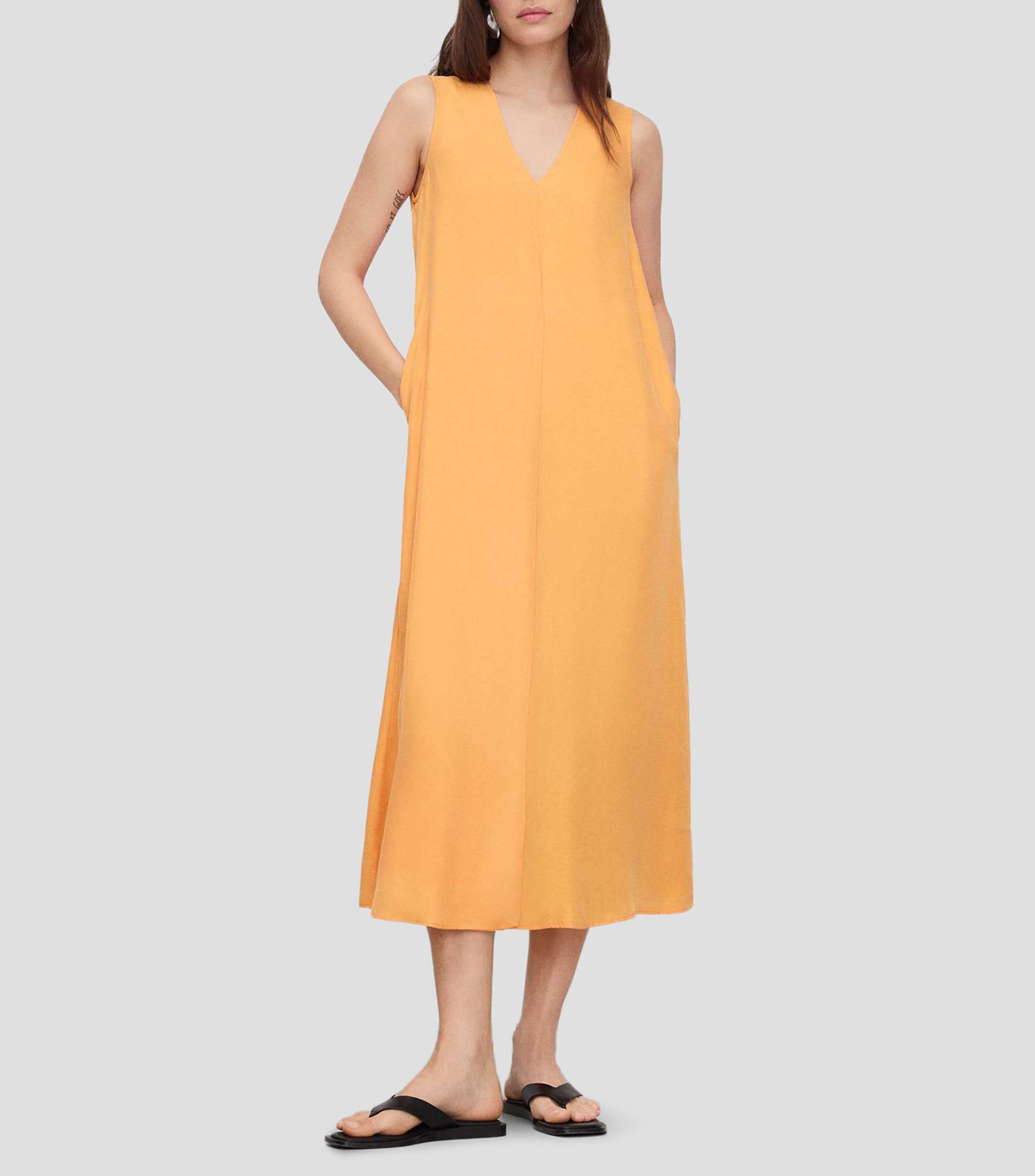Vestido largo liso Mujer